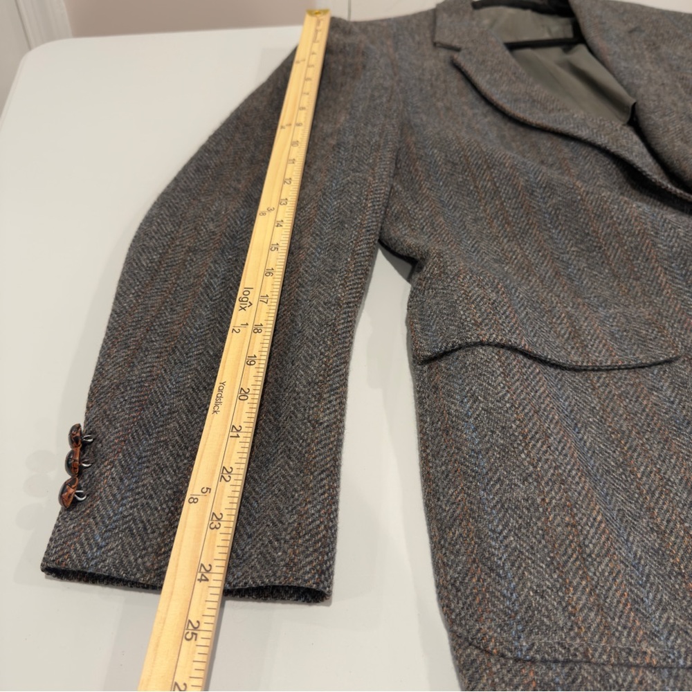 VTG Garfinckel’s Wool Blazer Sport Jacket Herringbone Gray Men Size 41 Old Money - Picture 13 of 13